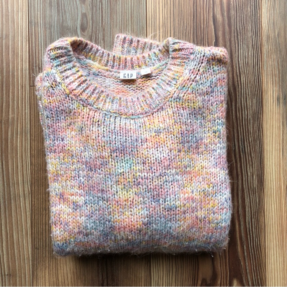 Gap Women’s Relaxed Crew Multicolor Pastel Cotton Blend Sweater Pullover (XS/S)